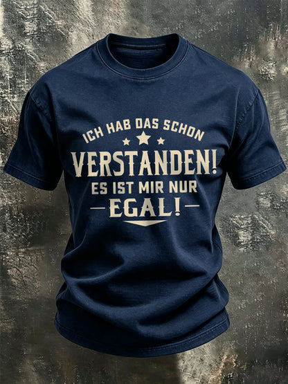 Herren-Funny-T-Shirt mit deutschem Spruch-Print