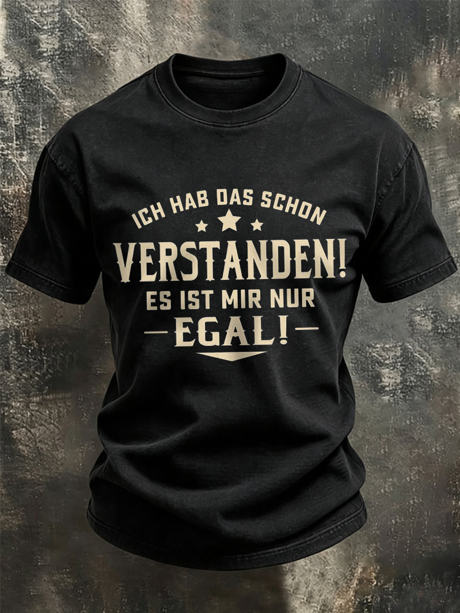 Herren-Funny-T-Shirt mit deutschem Spruch-Print