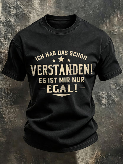 Herren-Funny-T-Shirt mit deutschem Spruch-Print