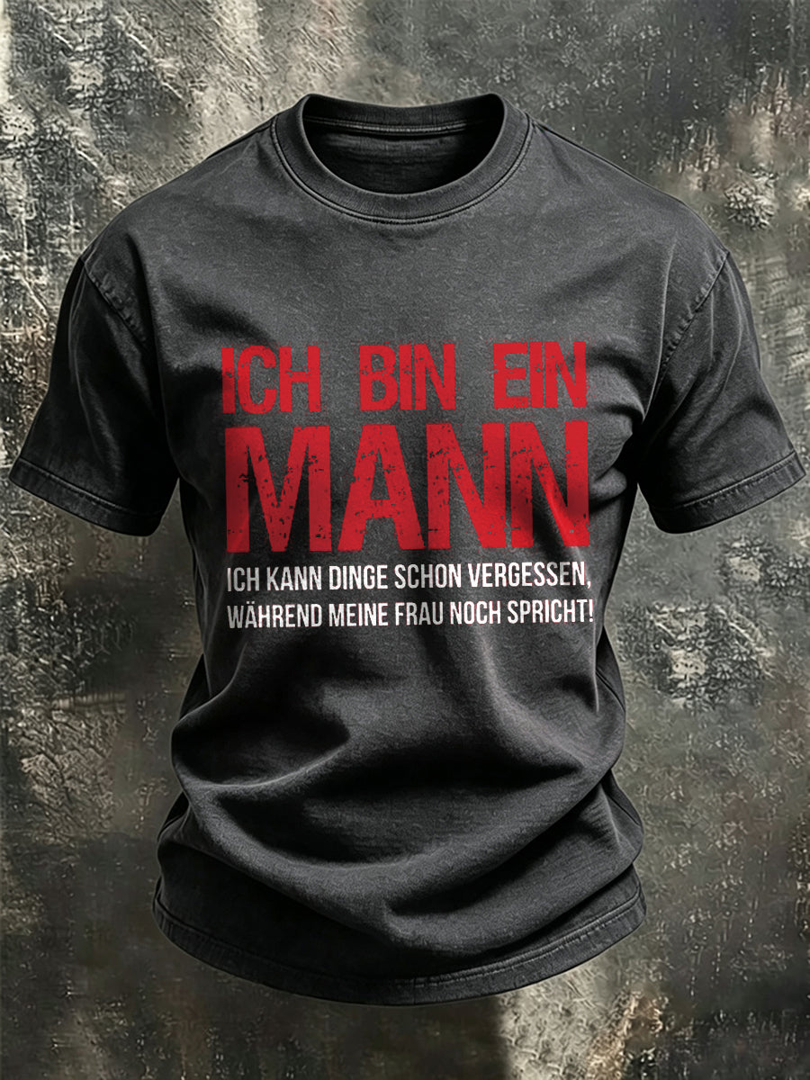 Herren-Funny-T-Shirt mit deutschem Spruch-Print