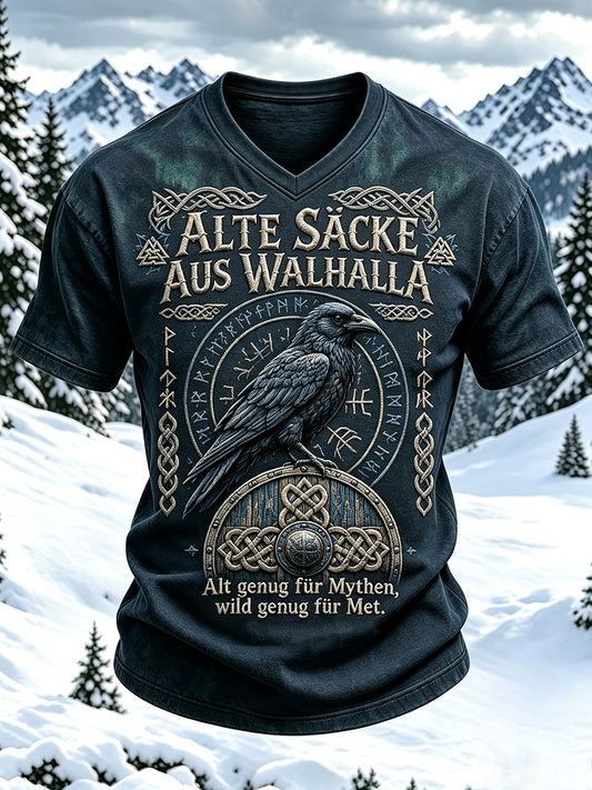 Herren-T-Shirt im deutschen Wikingerstil mit V-Ausschnitt