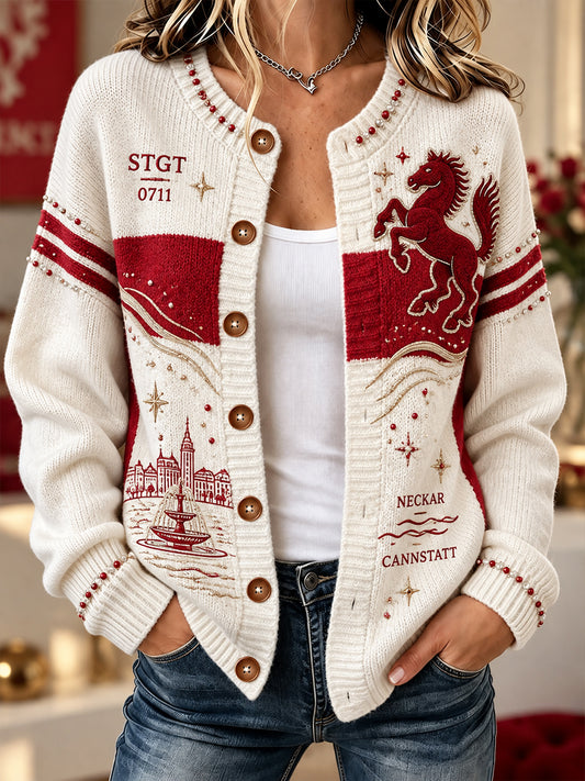 Damen-Strickjacke im Cardigan-Stil von