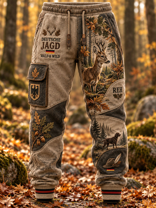 Herren-Herbstmode-Laufhose mit Jagdmotiv, lässige Sweatpants