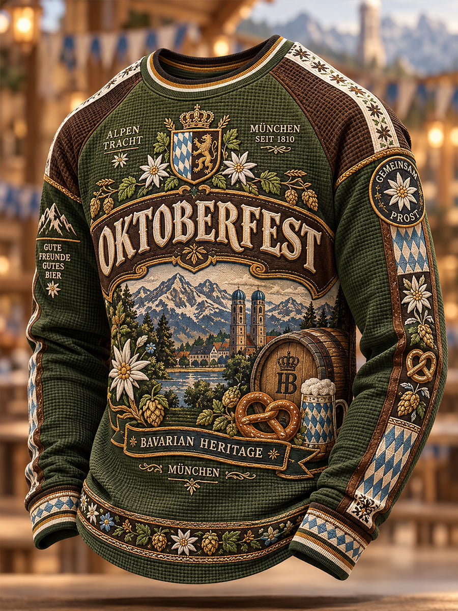 Herren-Oktoberfest-Waffel-Langarm-T-Shirt aus München