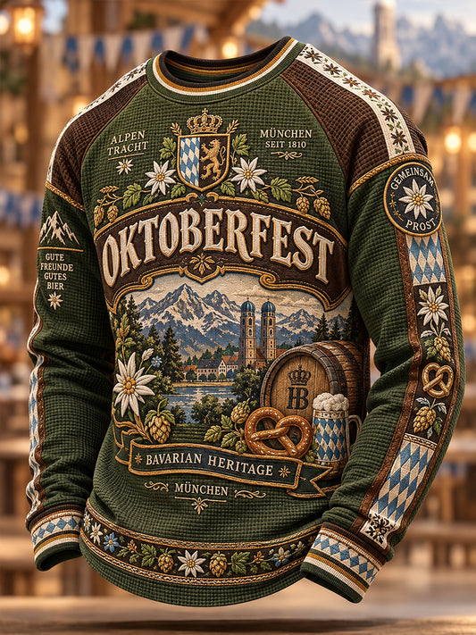 Herren-Oktoberfest-Waffel-Langarm-T-Shirt aus München