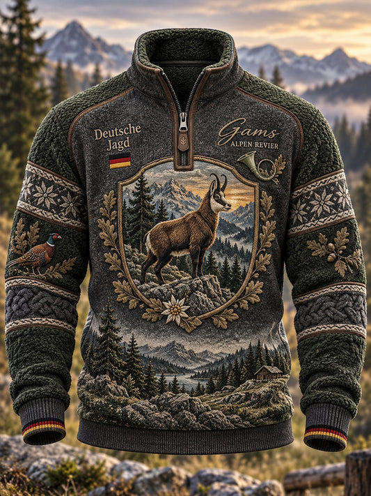 Herren-Fleecegefüttertes Stehkragen-Sweatshirt für die deutsche Jagdsaison