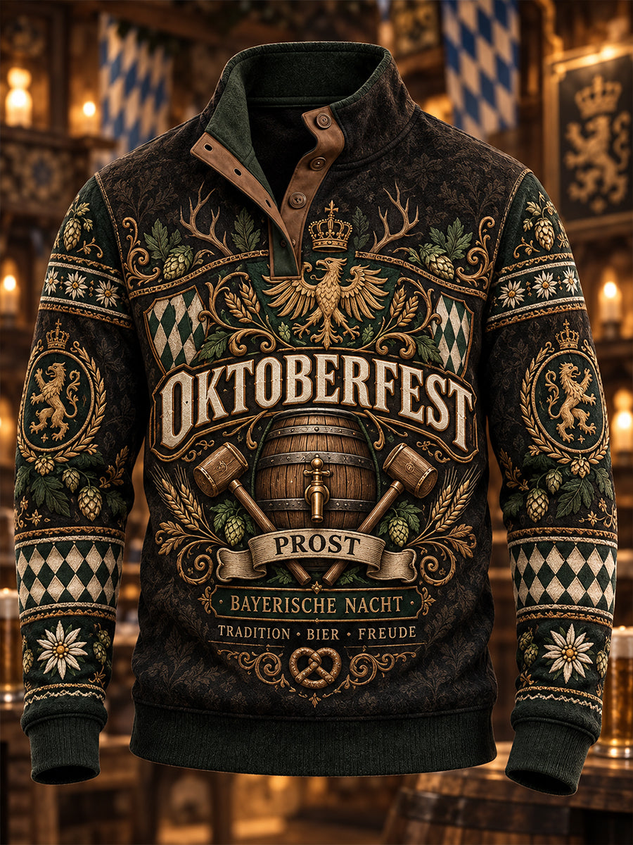 Herren-Kapuzenpullover mit vier Knöpfen zum Münchner Oktoberfest