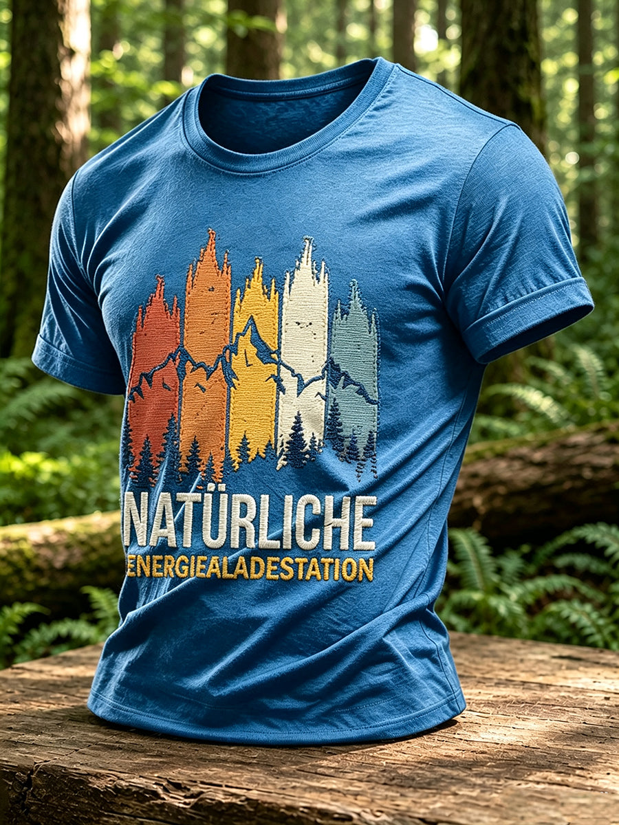 Herren-T-Shirt mit Outdoor- und Naturmotiv – Waldgrafik