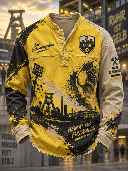 Herren-Longsleeve mit Fußballmotiv