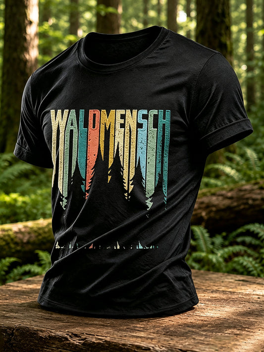 Herren-T-Shirt mit Outdoor- und Naturmotiv – Waldgrafik