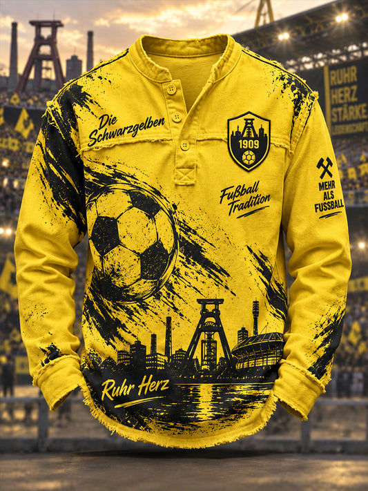 Herren-Longsleeve mit Fußballmotiv