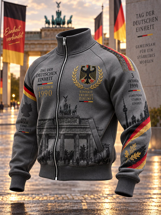 Gedenk-Jacke mit grafischem Print und langen Ärmeln zum Tag der Einheit der Männer