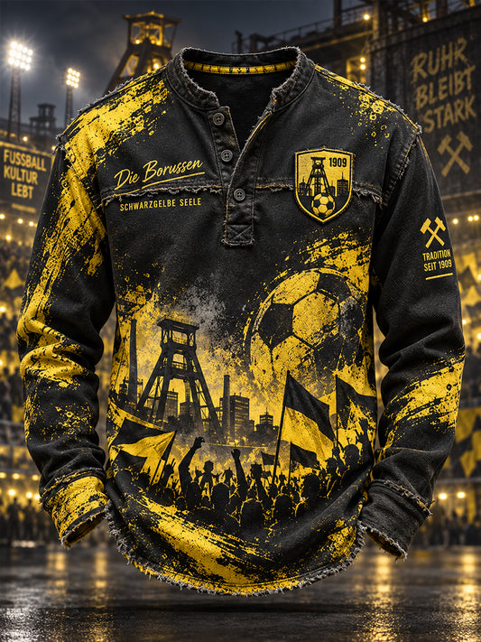 Herren-Longsleeve mit Fußballmotiv