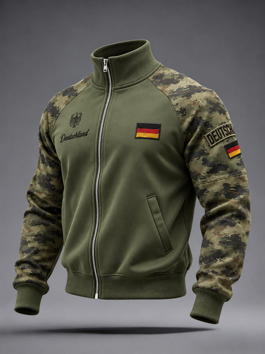 Herrenjacke mit langen Ärmeln, Camouflage- und Veteranen-Gedenkdruck