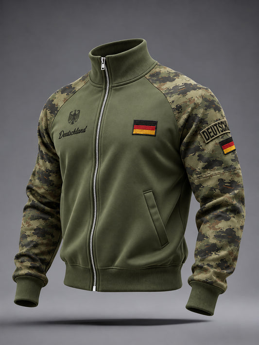 Herrenjacke mit langen Ärmeln, Camouflage- und Veteranen-Gedenkdruck