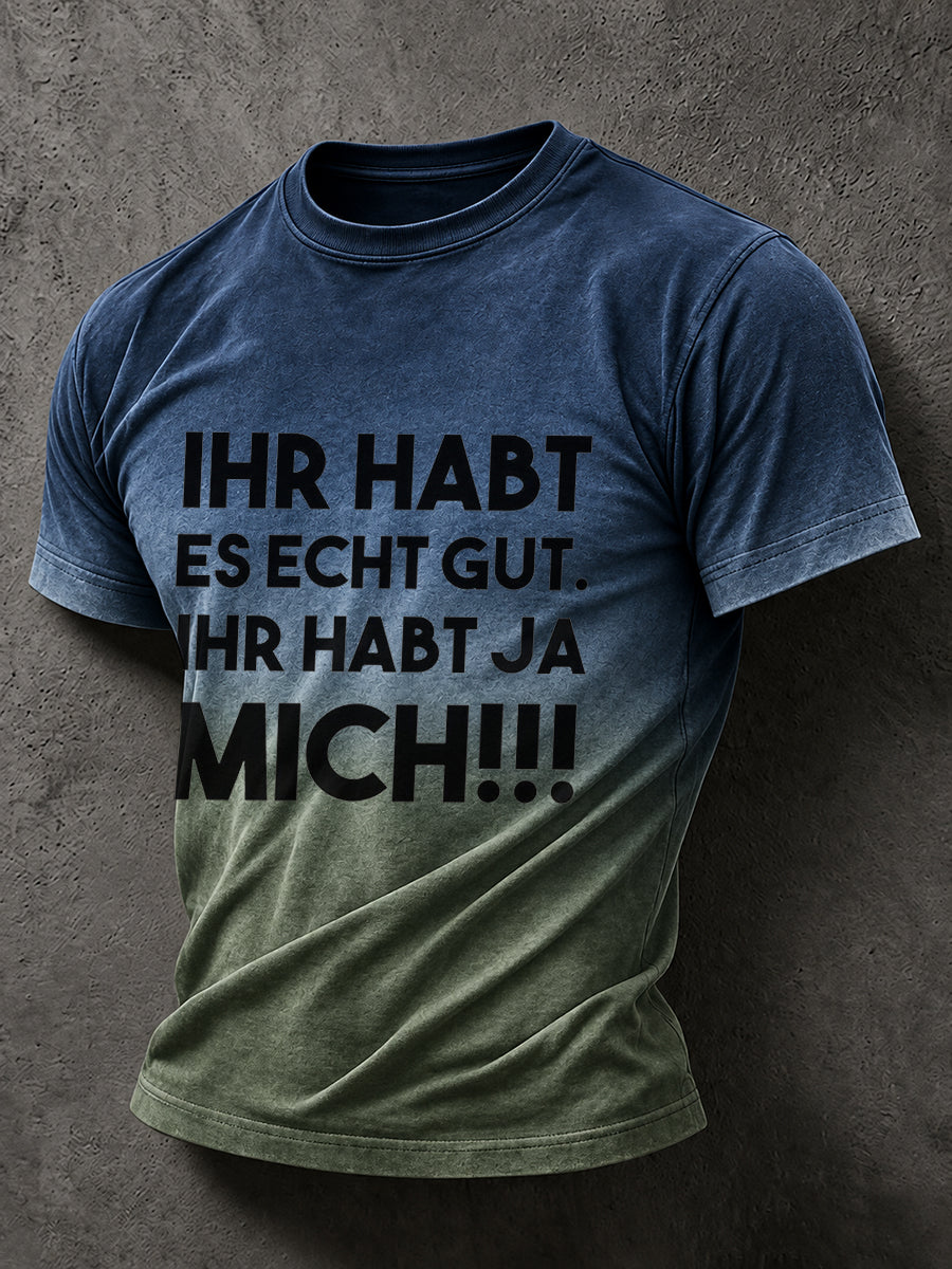 Lustiges Freizeit-T-Shirt für Herren mit deutschem Spruch-Print