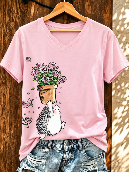 Lustiges T-Shirt für Damen mit Igel-Print