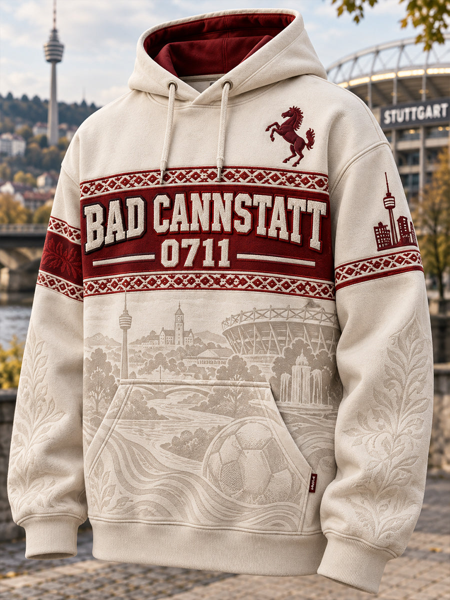 Herren-VfB-Stuttgart-Oversize-Kapuzenpullover mit abfallenden Schultern und Taschen