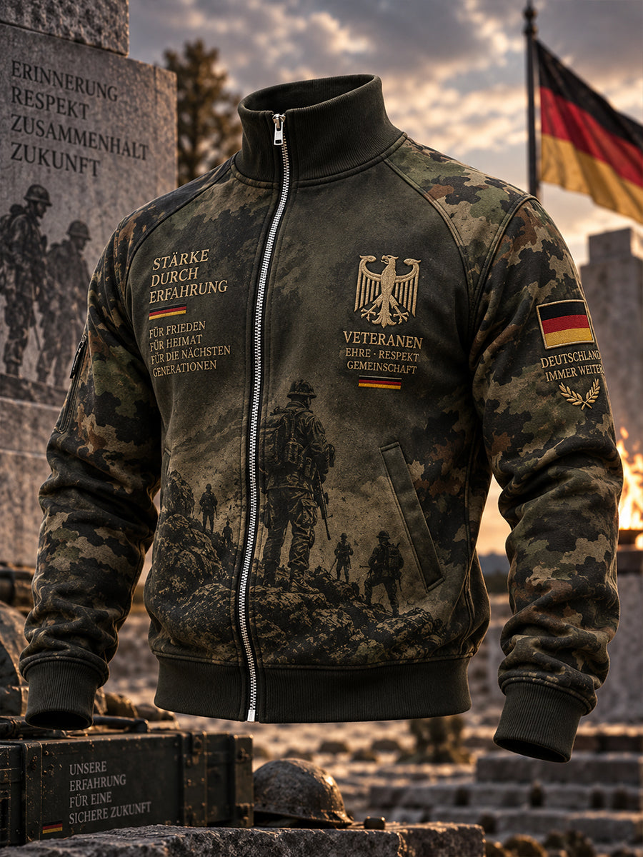 Herrenjacke mit langen Ärmeln und Grafikdruck zum Gedenken an Veteranen
