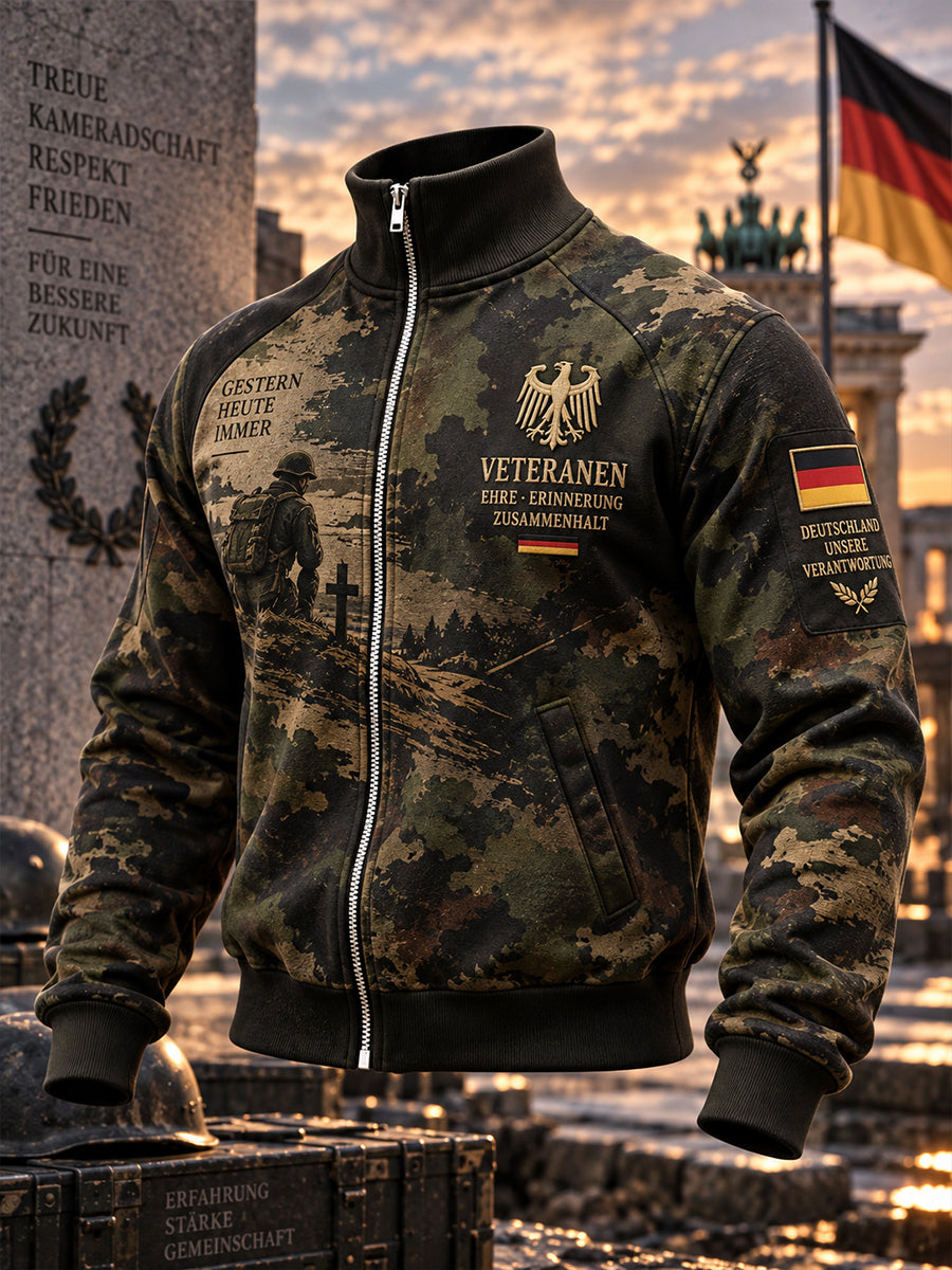 Herrenjacke mit langen Ärmeln und Grafikdruck zum Gedenken an Veteranen