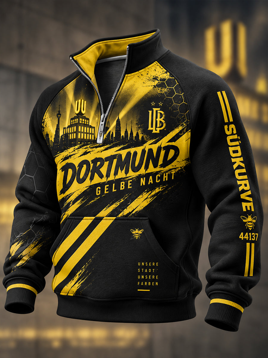 Herren Dortmund Half-Zip Stand Kragen Sweatshirt