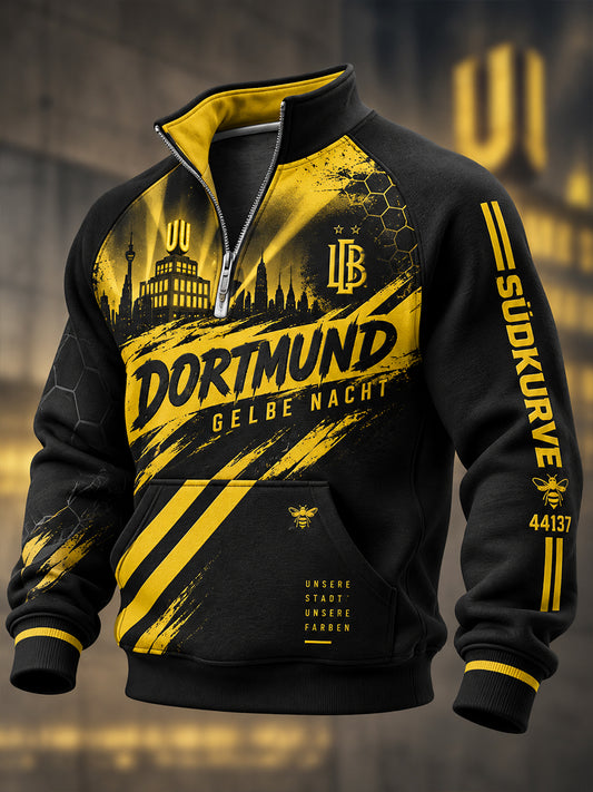 Herren Dortmund Half-Zip Stand Kragen Sweatshirt