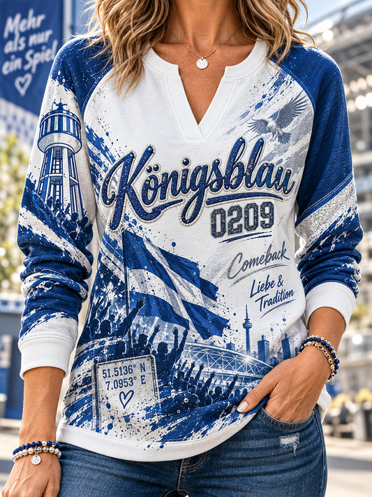 Schalke Damen-Loungesweatshirt mit V-Ausschnitt