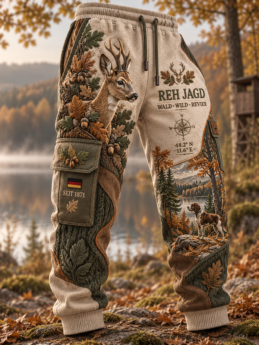 Herren-Herbstmode-Laufhose mit Jagdmotiv, lässige Sweatpants