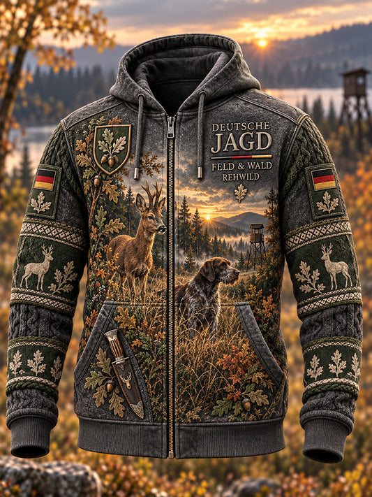 Herren-Sweatshirtjacke mit Reißverschluss für die deutsche Jagdsaison