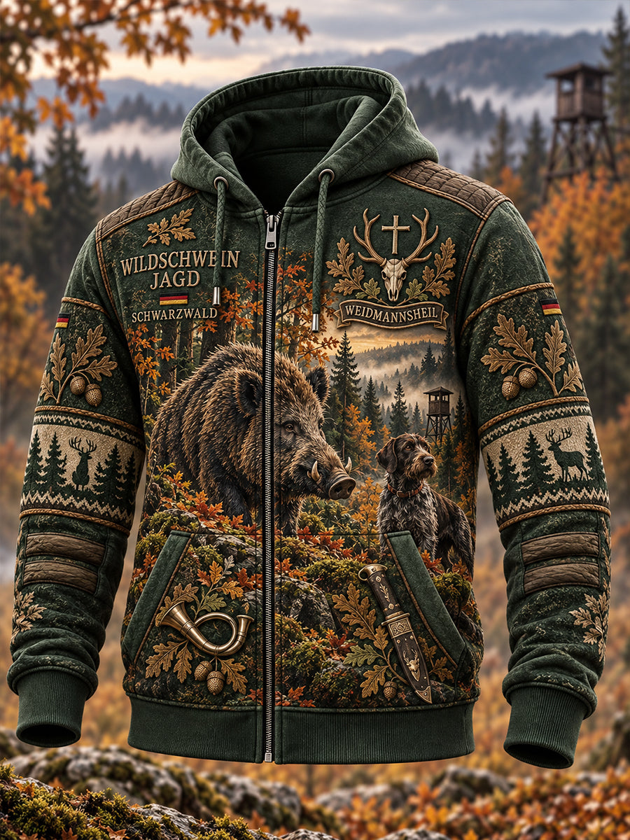 Herren-Sweatshirtjacke mit Reißverschluss für die deutsche Jagdsaison