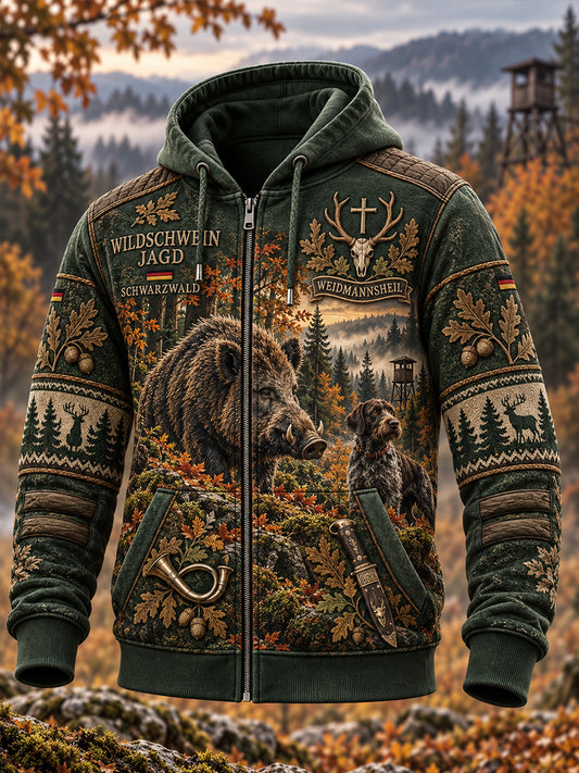 Herren-Sweatshirtjacke mit Reißverschluss für die deutsche Jagdsaison