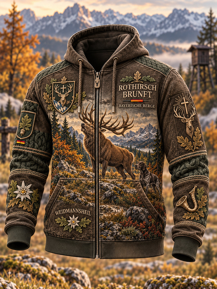 Herren-Sweatshirtjacke mit Reißverschluss für die deutsche Jagdsaison