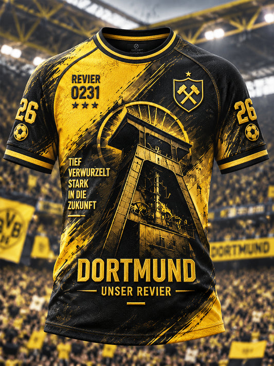 Herren-Borussia-Dortmund-Bundesliga-Print-Loungewear-T-Shirt