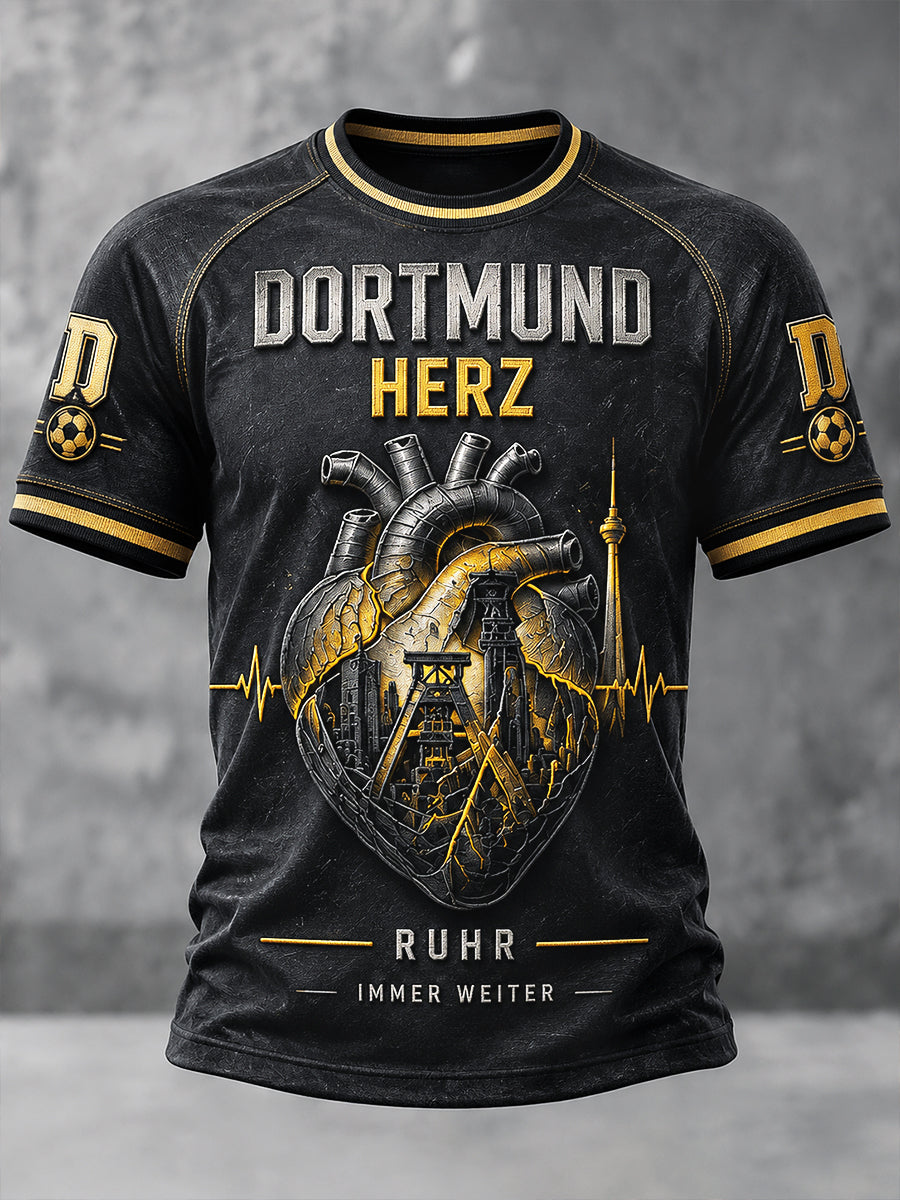 Herren-T-Shirt in Schwarz mit Graffiti-Print des Fußballvereins Borussia Dortmund (Deutsche Bundesliga)