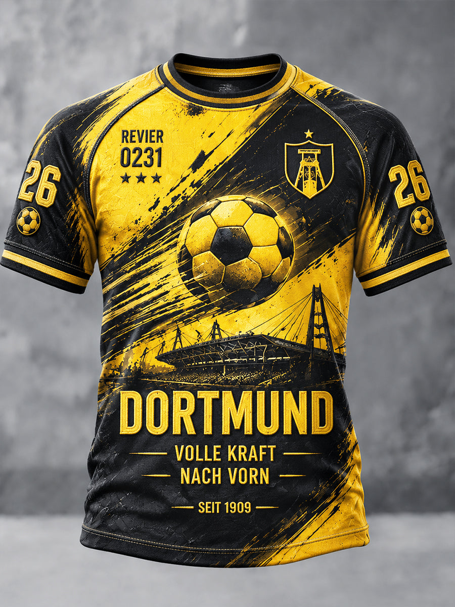 Herren-Borussia-Dortmund-Bundesliga-Graffiti-Print-Lässiges T-Shirt