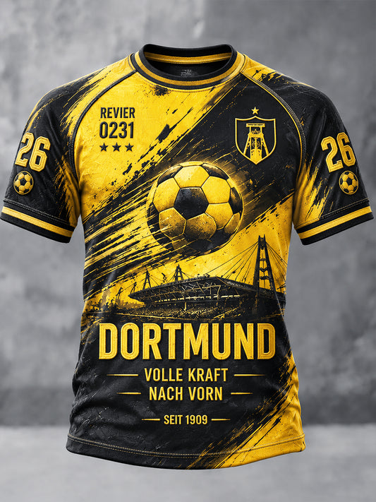 Herren-Borussia-Dortmund-Bundesliga-Graffiti-Print-Lässiges T-Shirt