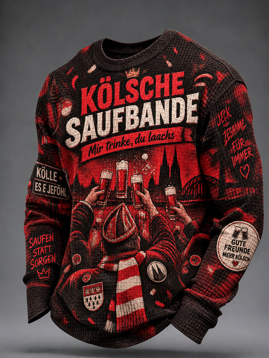 Herren-Kölsch-Party-Grafik-Waffelpullover