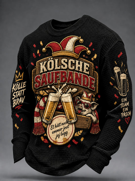 Herren-Kölsch-Party-Grafik-Waffelpullover