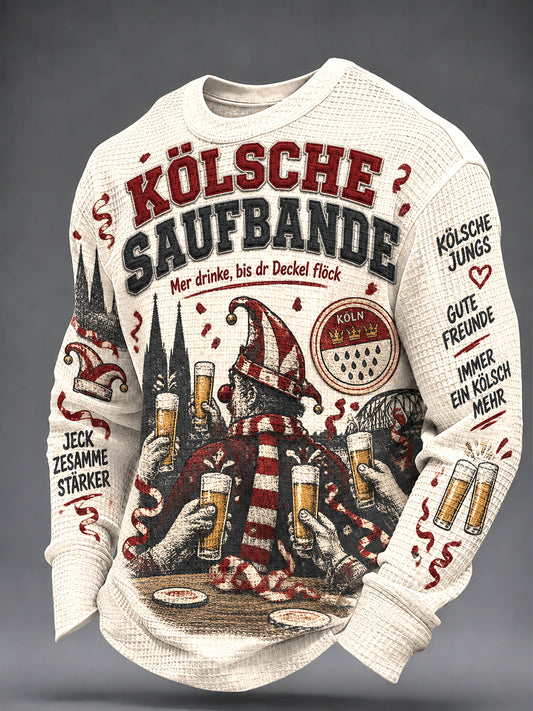 Herren-Kölsch-Party-Grafik-Waffelpullover