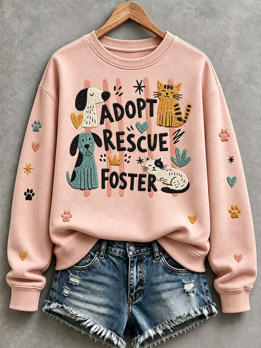 Damen-Sweatshirt mit Haustiermotiv zum „Adoptiere-einen-Hund“-Monat für Tierliebhaber