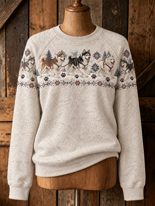 Damen Sweatshirt mit süßem Welpen design, lässiger Raglan-Ärmel