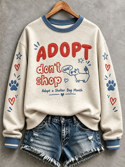 Damen-Sweatshirt mit Haustiermotiv zum „Adoptiere-einen-Hund“-Monat für Tierliebhaber