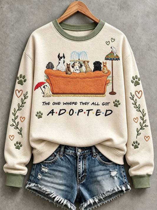 Damen-Sweatshirt mit Haustiermotiv zum „Adoptiere-einen-Hund“-Monat für Tierliebhaber