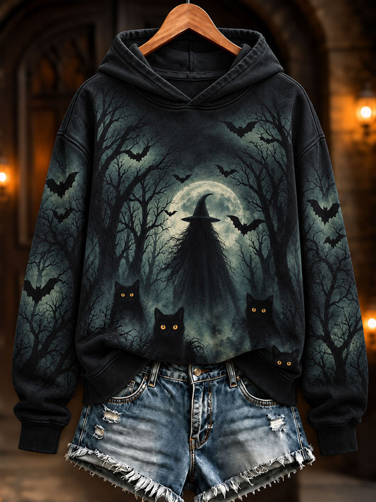 Damen-Halloween-Katzen-Design-Laufsweatshirt