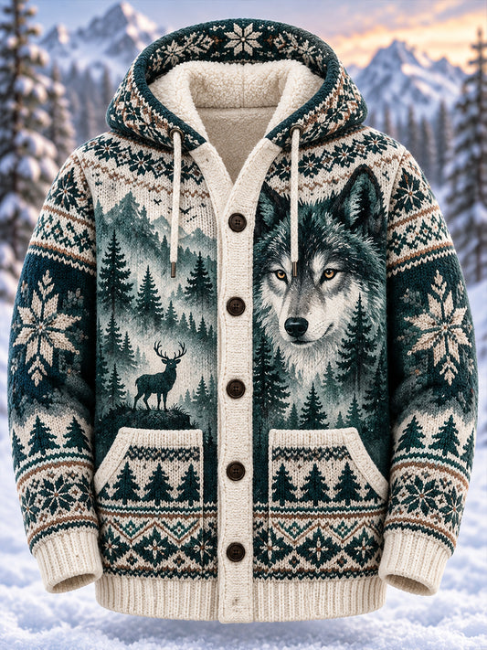 Damen-Nordic-Jacke mit Tiermuster, mittellang, mit Kapuze