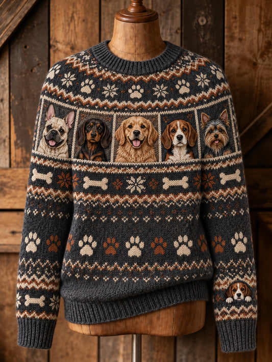 Damen Spaß Tier-Motiv Langarm Pullover mit Rundhals ausschnitt