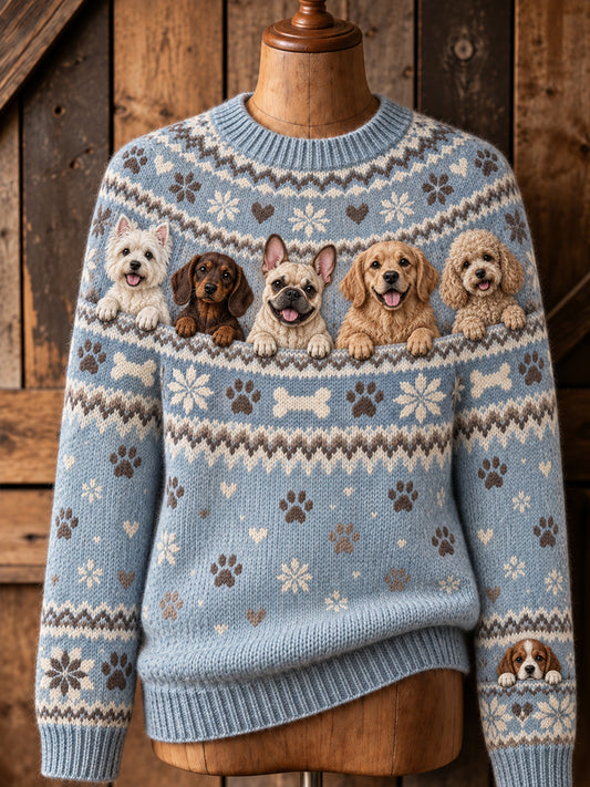 Damenpullover mit lustigem Tiermotiv, langärmlig, Rundhalsausschnitt