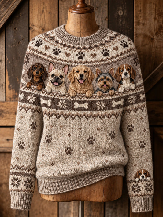 Damenpullover mit lustigem Tiermotiv, langärmlig, Rundhalsausschnitt