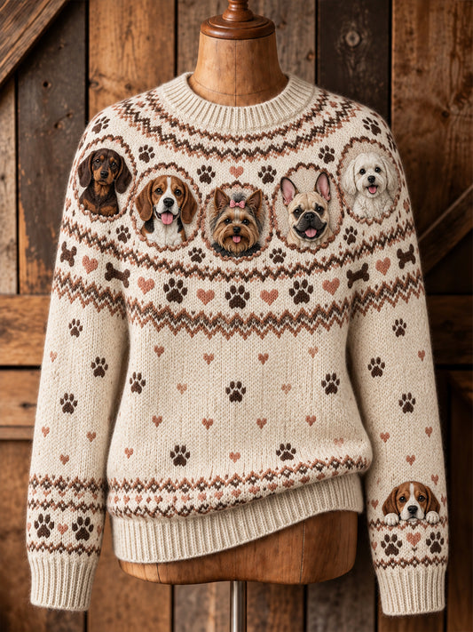 Damenpullover mit lustigem Tiermotiv, langärmlig, Rundhalsausschnitt
