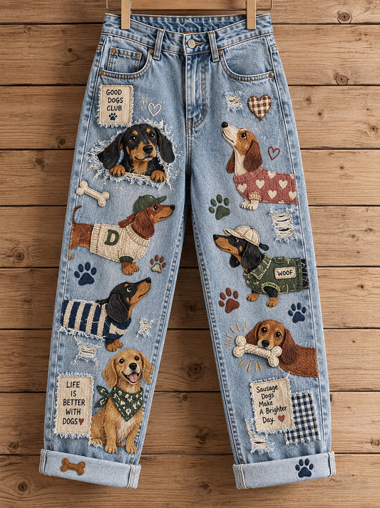 Damen-Latzhose mit lustigen Tiermotiven als Kunstdruck